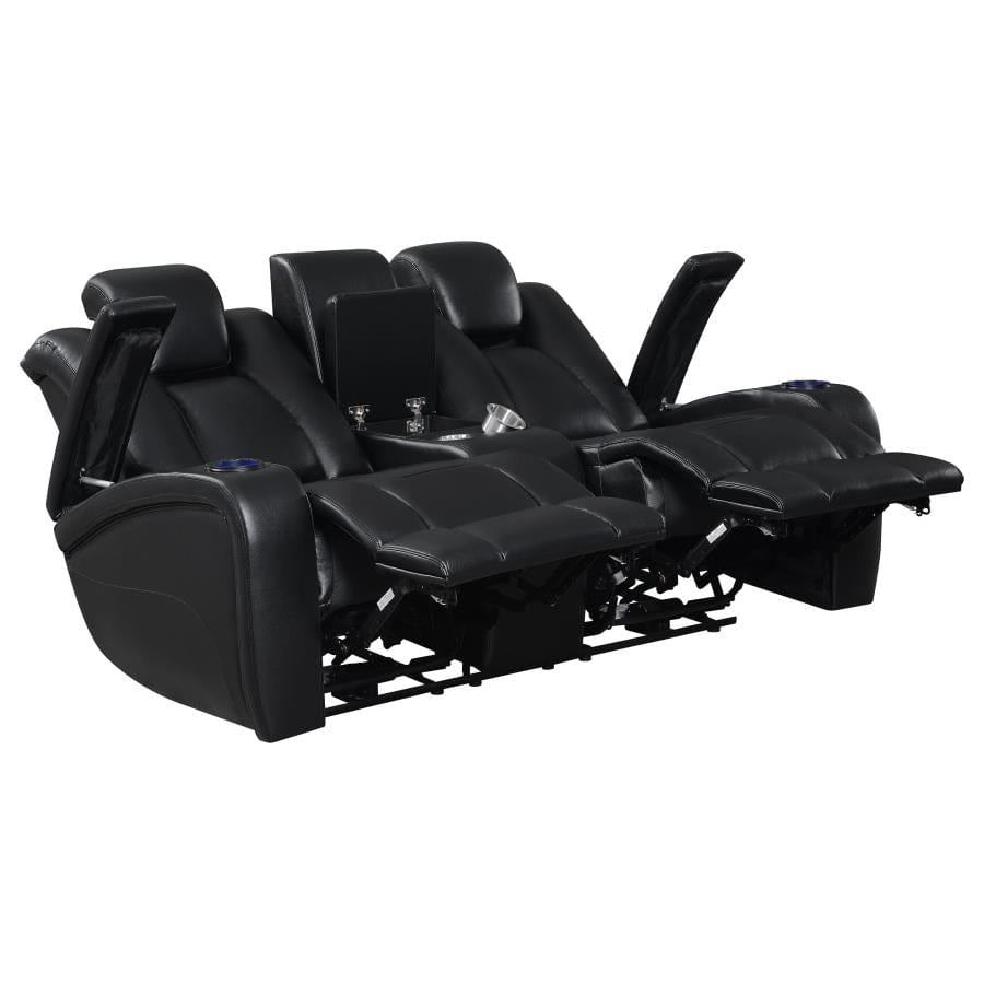 Delange Power^2 Loveseat with Headrests Black