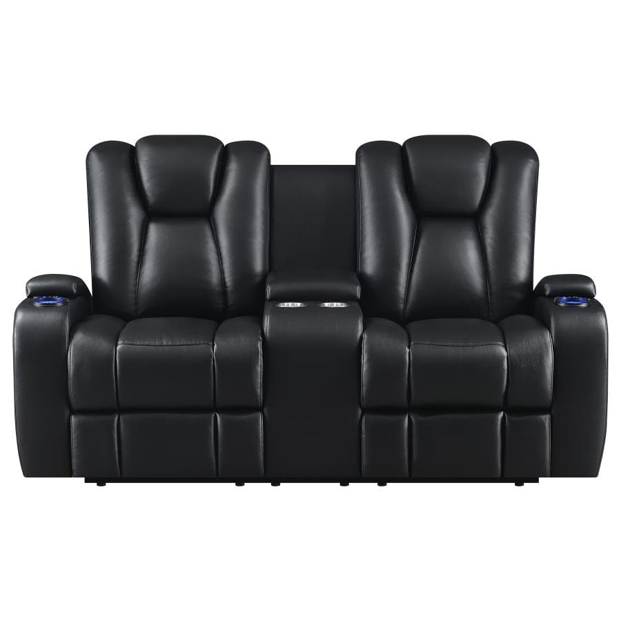 Delange Power^2 Loveseat with Headrests Black