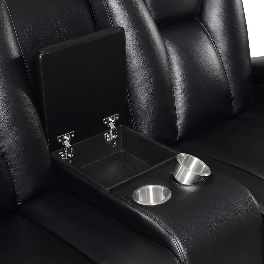 Delange Power^2 Loveseat with Headrests Black