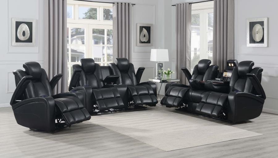 Delange Power^2 Loveseat with Headrests Black