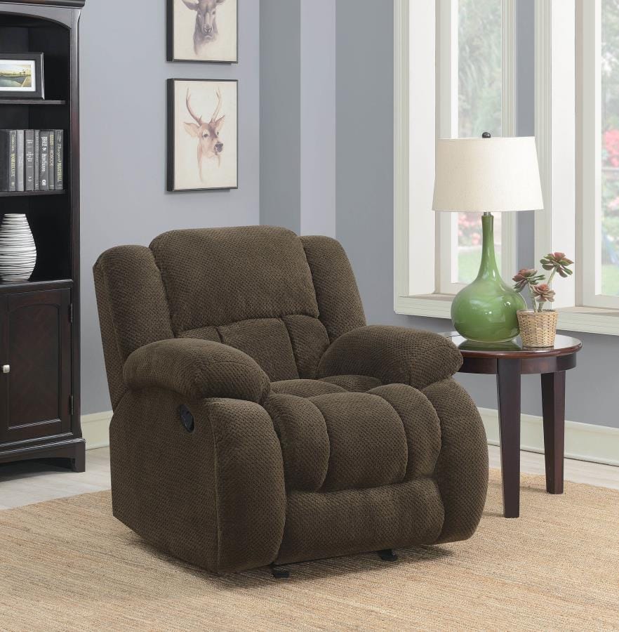 Weissman Upholstered Glider Recliner Chocolate