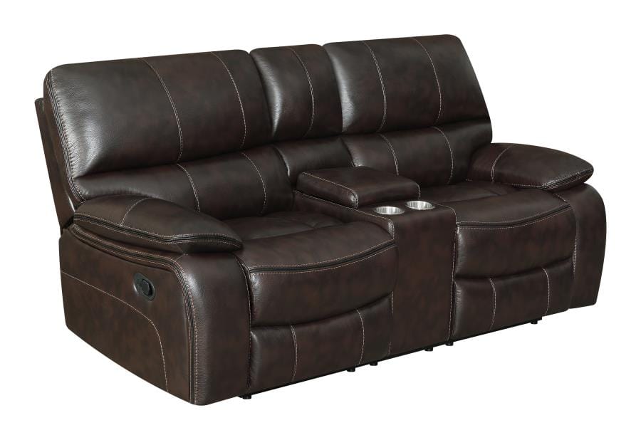 Willemse Motion Loveseat with Console Dark Brown