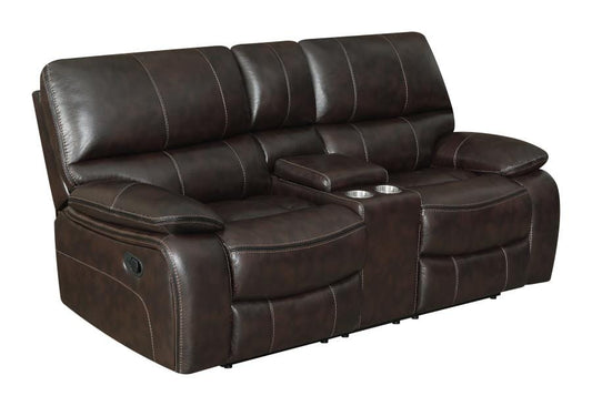 Willemse Motion Loveseat with Console Dark Brown