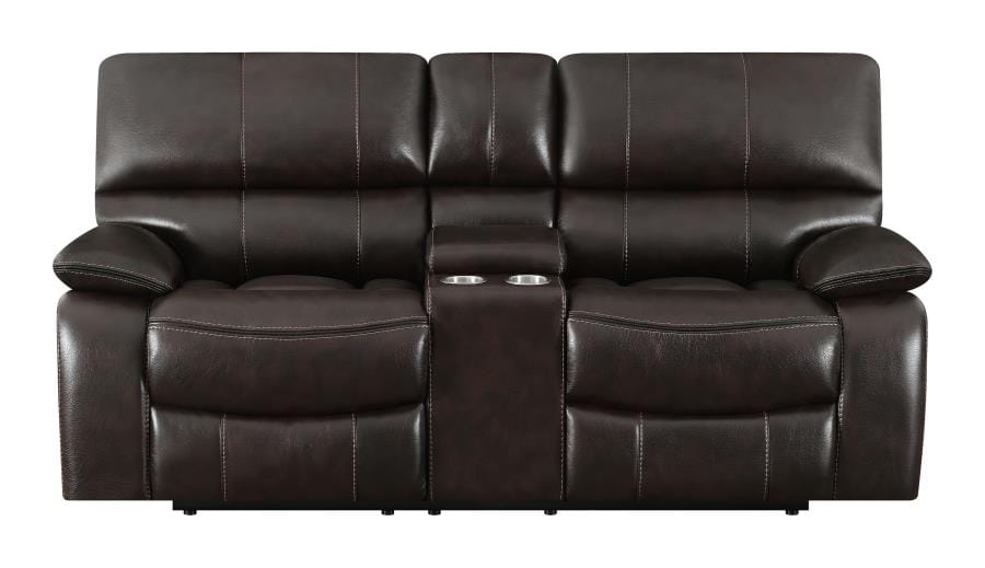 Willemse Motion Loveseat with Console Dark Brown