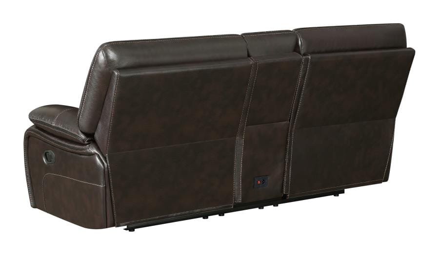 Willemse Motion Loveseat with Console Dark Brown