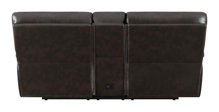 Willemse Motion Loveseat with Console Dark Brown