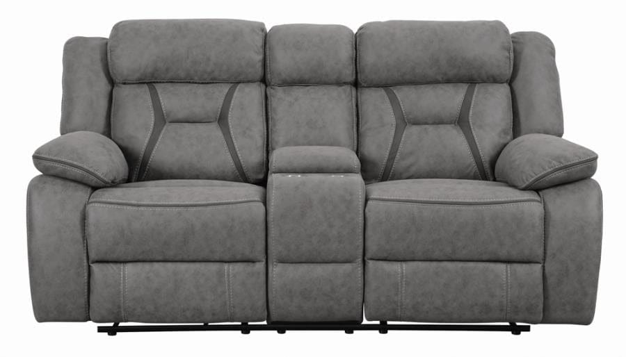 Higgins Pillow Top Arm Motion Loveseat with Console Grey