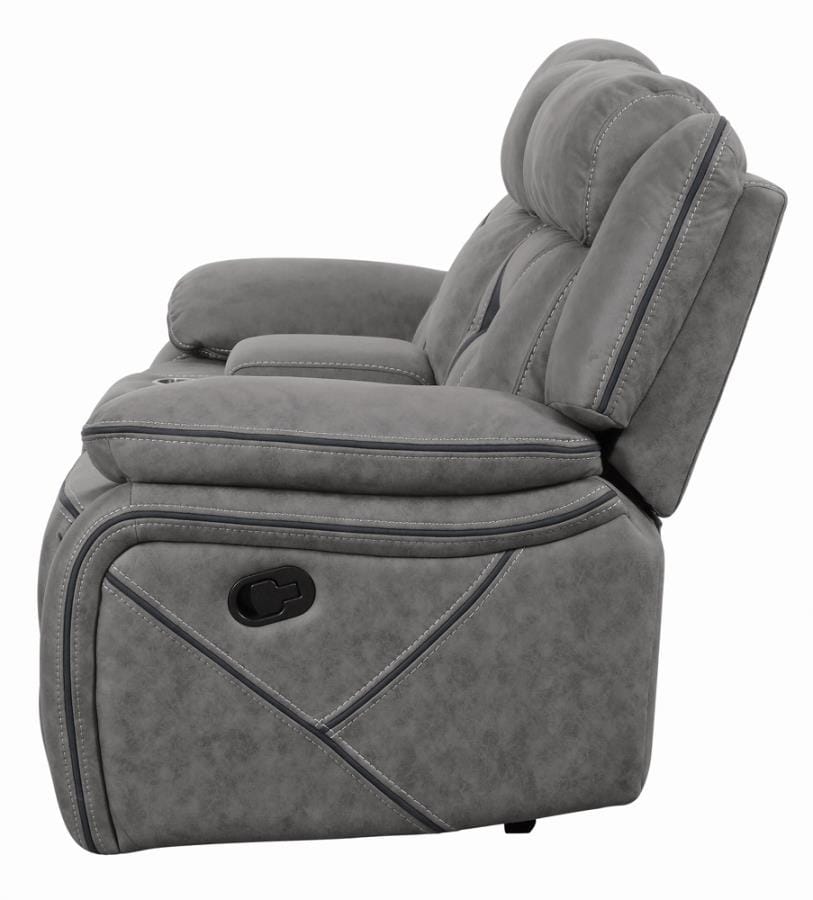 Higgins Pillow Top Arm Motion Loveseat with Console Grey