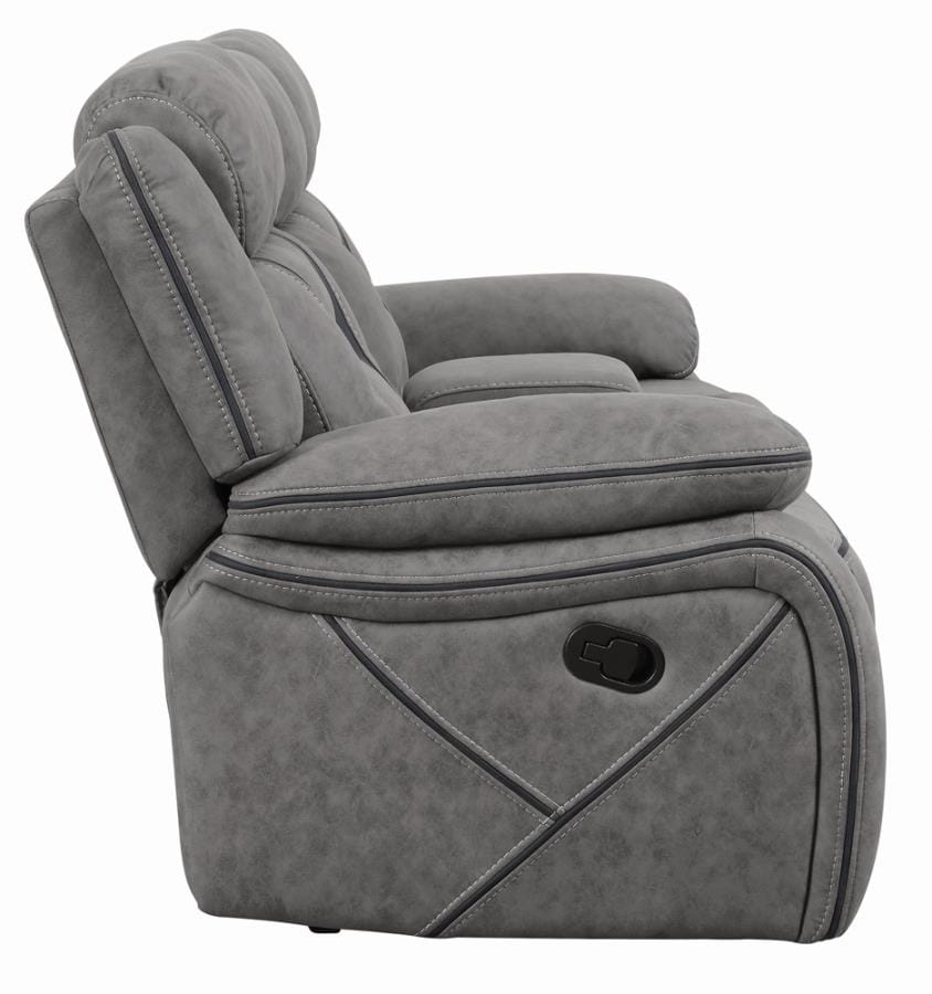 Higgins Pillow Top Arm Motion Loveseat with Console Grey