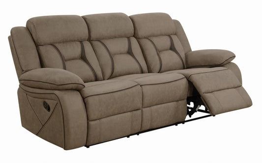 Higgins Pillow Top Arm Upholstered Motion Sofa Tan