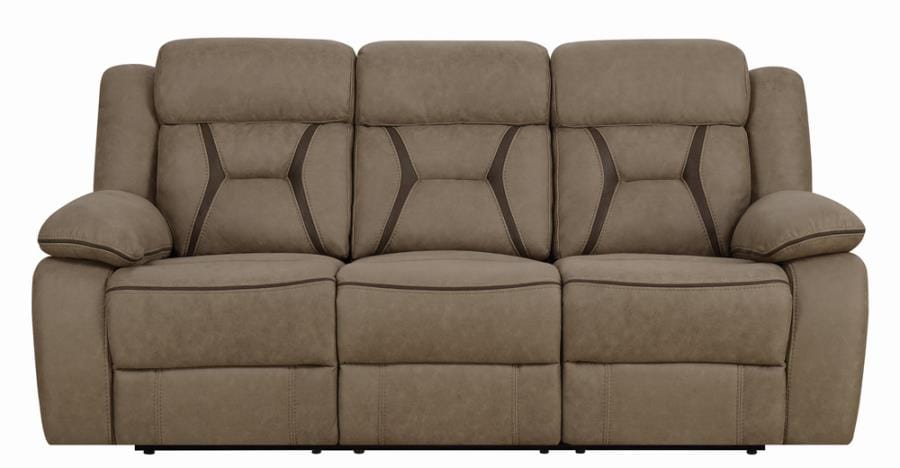Higgins Pillow Top Arm Upholstered Motion Sofa Tan