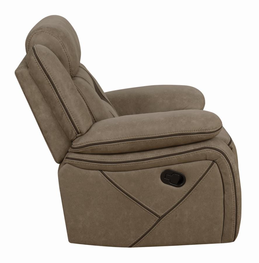 Higgins Pillow Top Arm Upholstered Motion Sofa Tan