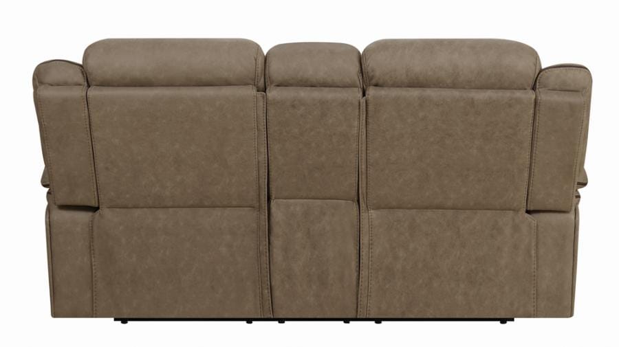 Higgins Pillow Top Arm Motion Loveseat with Console Tan