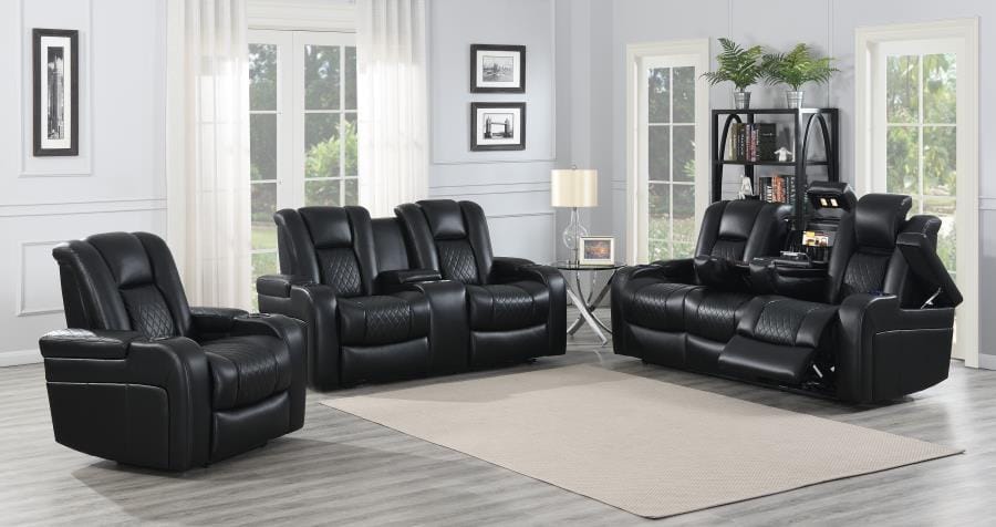 Delangelo Power^2 Sofa with Drop-down Table Black