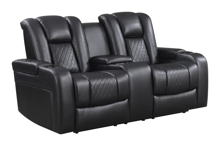 Delangelo Power^2 Loveseat with Drop-down Table Black