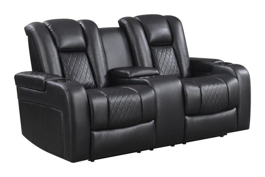 Delangelo Power^2 Loveseat with Drop-down Table Black