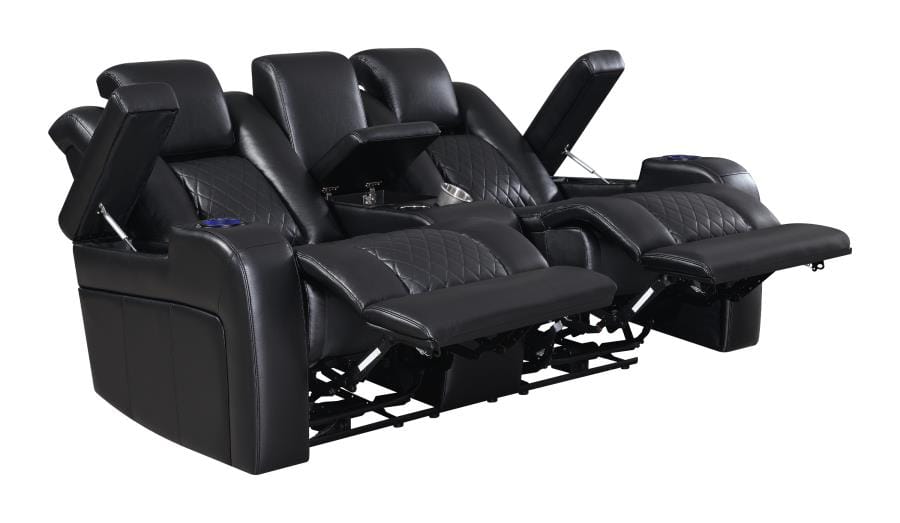 Delangelo Power^2 Loveseat with Drop-down Table Black
