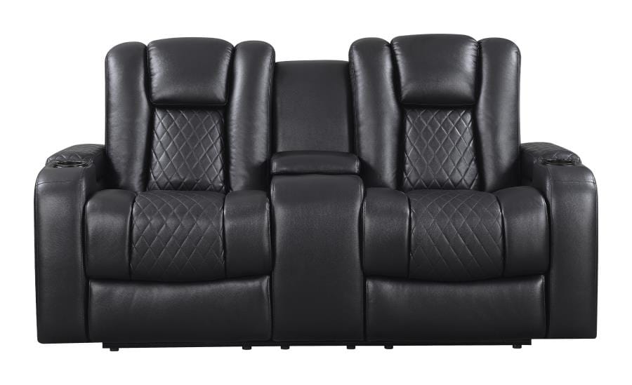 Delangelo Power^2 Loveseat with Drop-down Table Black