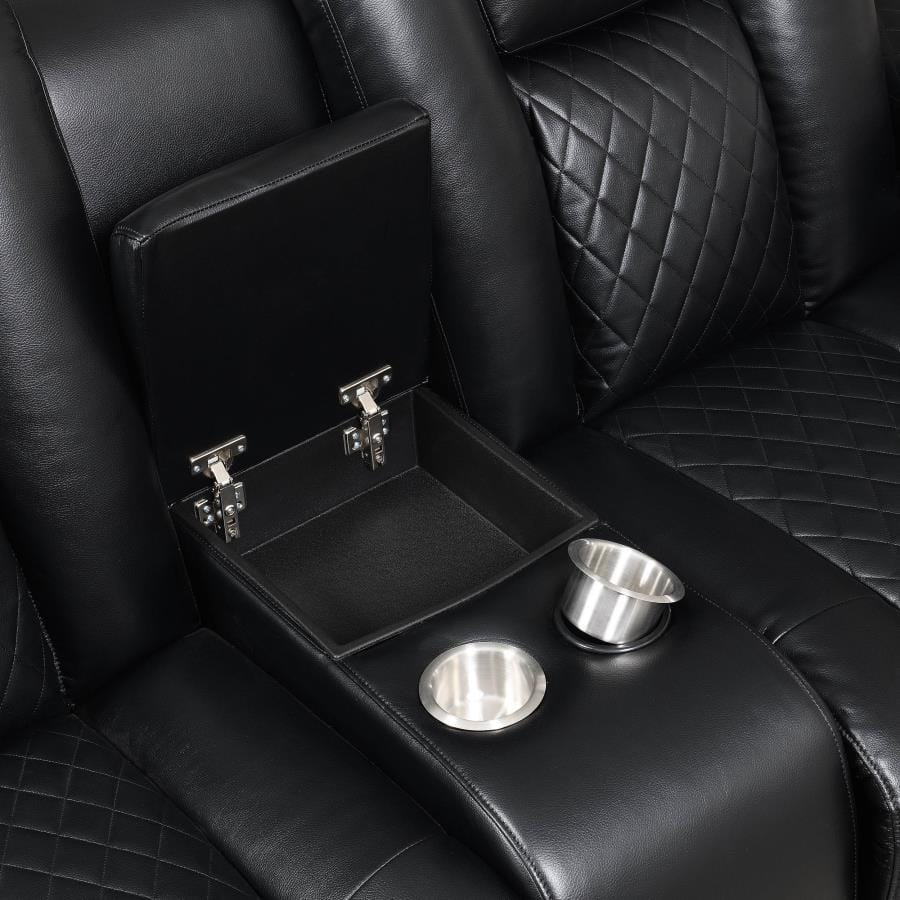 Delangelo Power^2 Loveseat with Drop-down Table Black