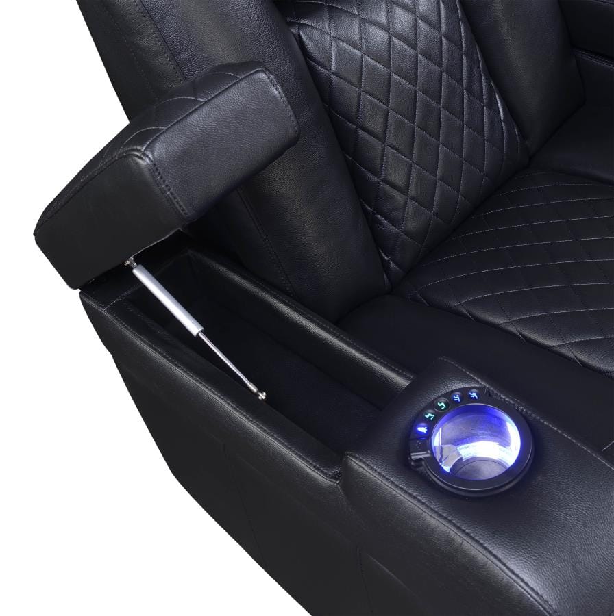 Delangelo Power^2 Loveseat with Drop-down Table Black