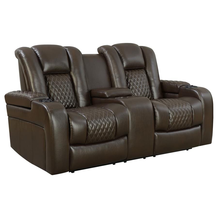 Delangelo Power^2 Loveseat with Drop-down Table Brown