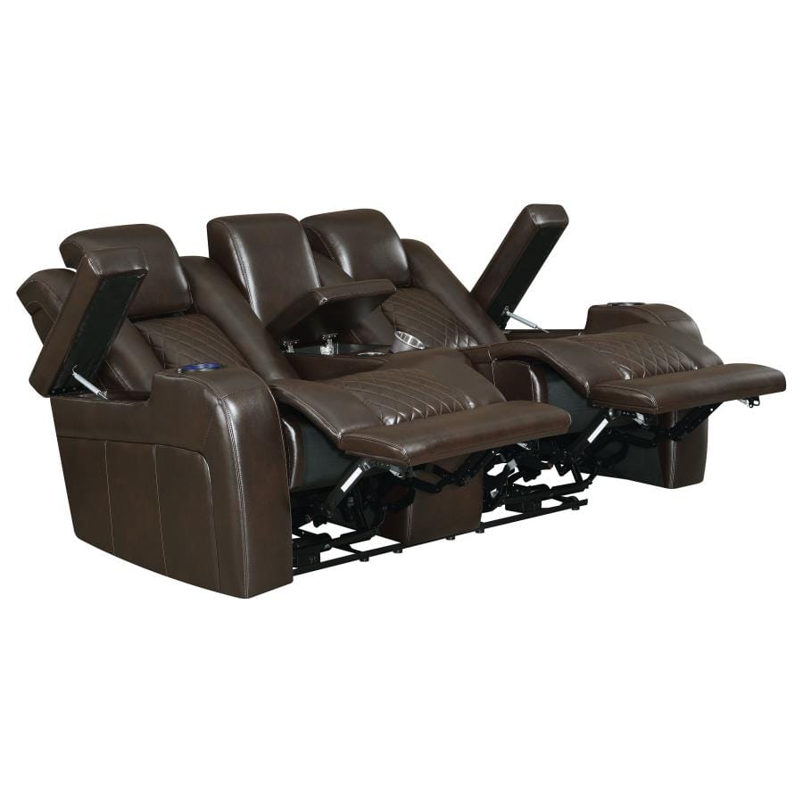 Delangelo Power^2 Loveseat with Drop-down Table Brown