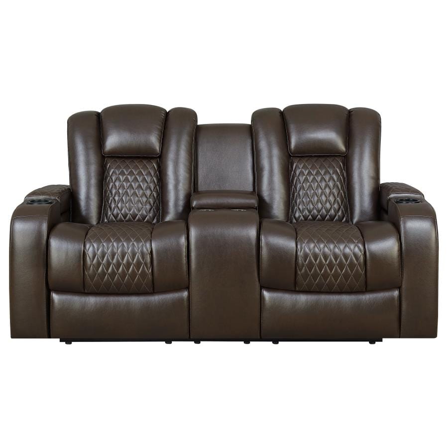Delangelo Power^2 Loveseat with Drop-down Table Brown