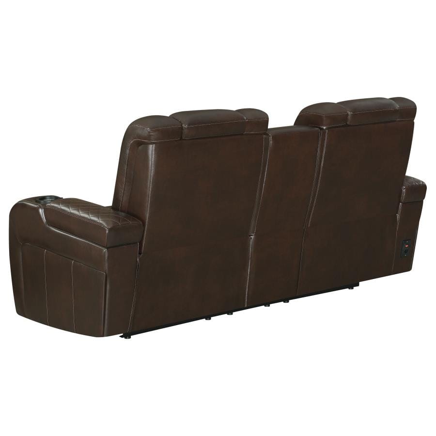 Delangelo Power^2 Loveseat with Drop-down Table Brown