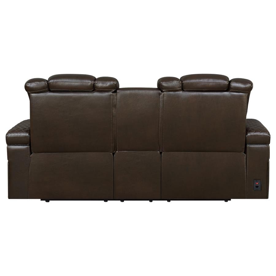 Delangelo Power^2 Loveseat with Drop-down Table Brown