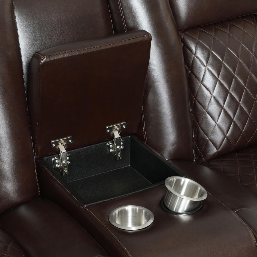 Delangelo Power^2 Loveseat with Drop-down Table Brown