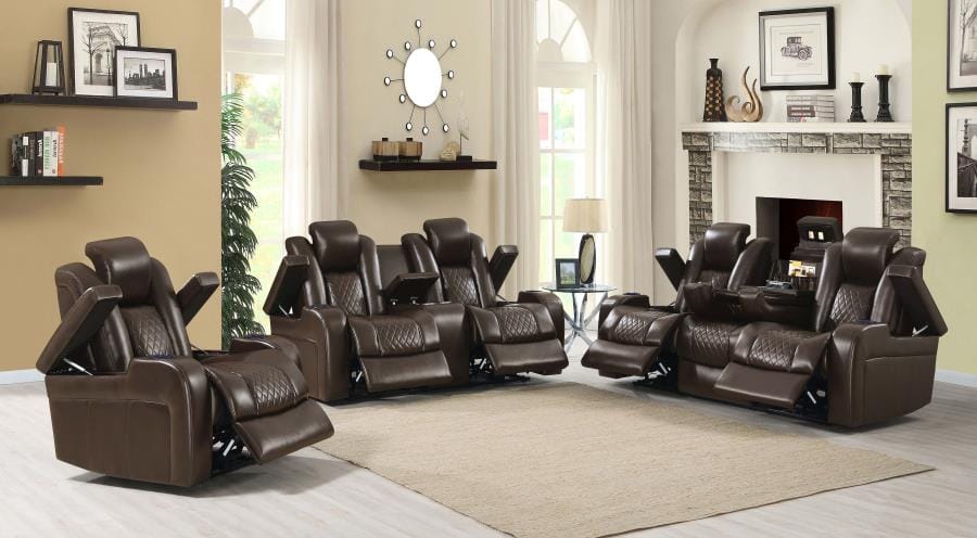 Delangelo Power^2 Loveseat with Drop-down Table Brown
