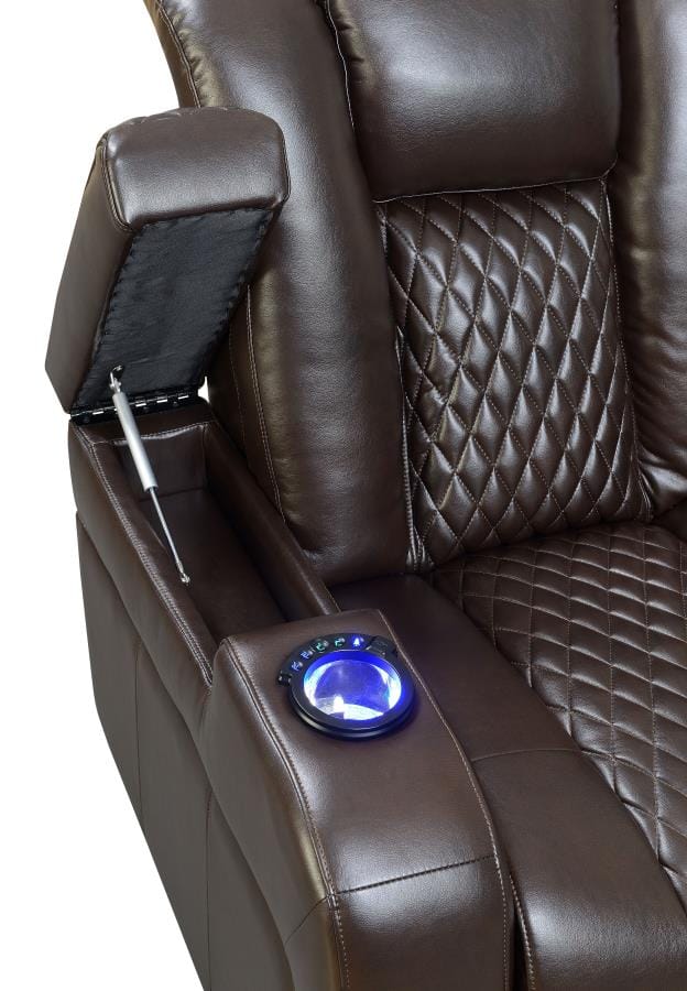 Delangelo Power^2 Recliner with Cup Holders Brown