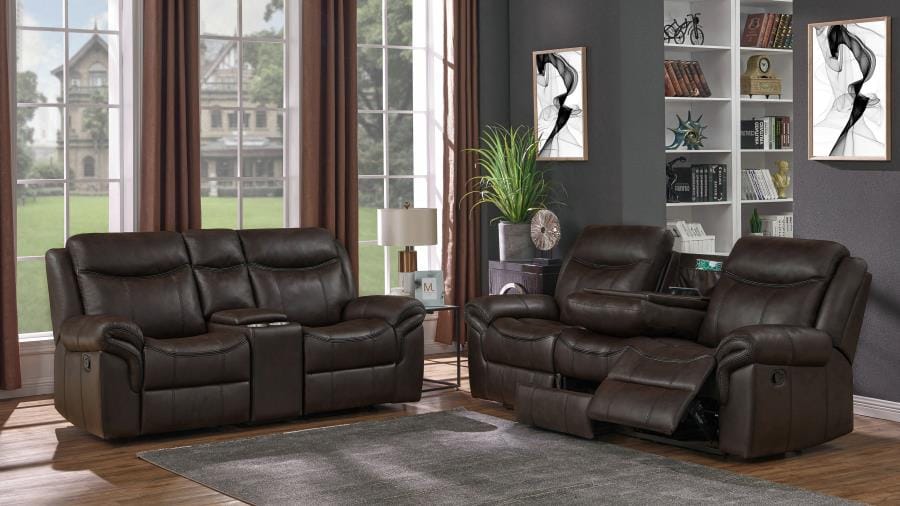 Sawyer Upholstered Tufted Living Room Set Cocoa Brown