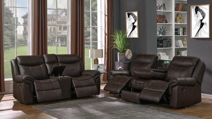 Sawyer Upholstered Tufted Living Room Set Cocoa Brown