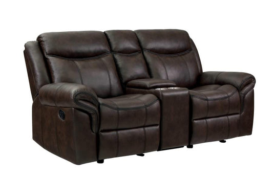Sawyer Glider Loveseat with Console Cocoa
