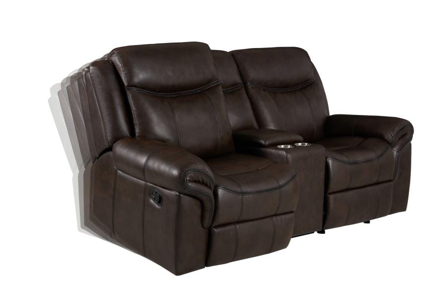 Sawyer Glider Loveseat with Console Cocoa