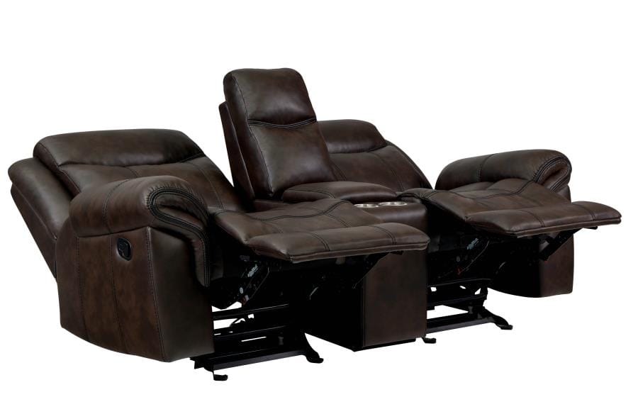 Sawyer Glider Loveseat with Console Cocoa