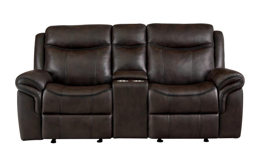Sawyer Glider Loveseat with Console Cocoa