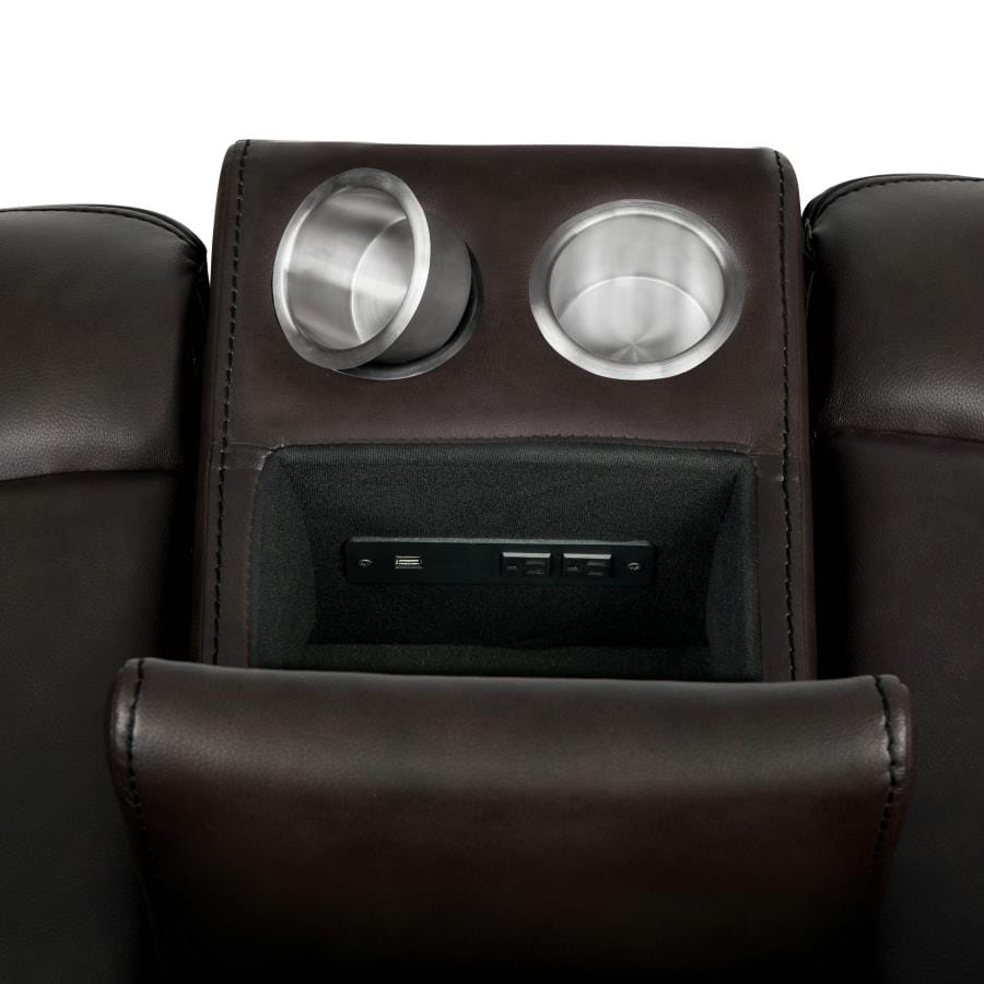 Sawyer Glider Loveseat with Console Cocoa