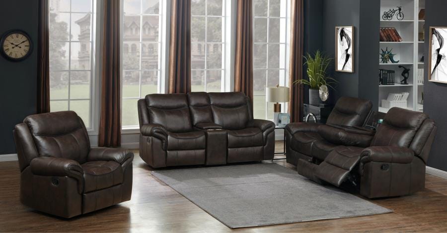 Sawyer Glider Loveseat with Console Cocoa