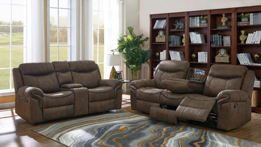 Sawyer Upholstered Tufted Living Room Set Macchiato Brown