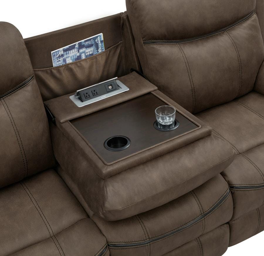 Sawyer Upholstered Tufted Living Room Set Macchiato Brown