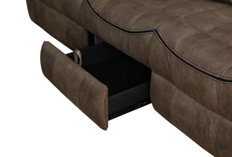 Sawyer Upholstered Tufted Living Room Set Macchiato Brown