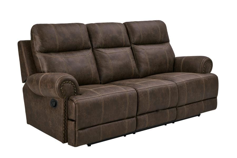 Brixton Upholstered Motion Sofa with Cup Holders Buckskin Brown
