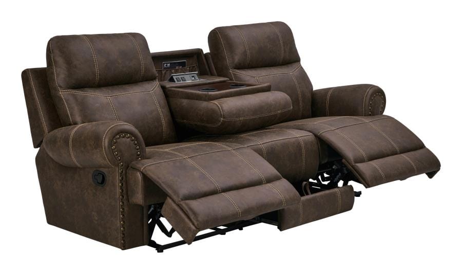 Brixton Upholstered Motion Sofa with Cup Holders Buckskin Brown