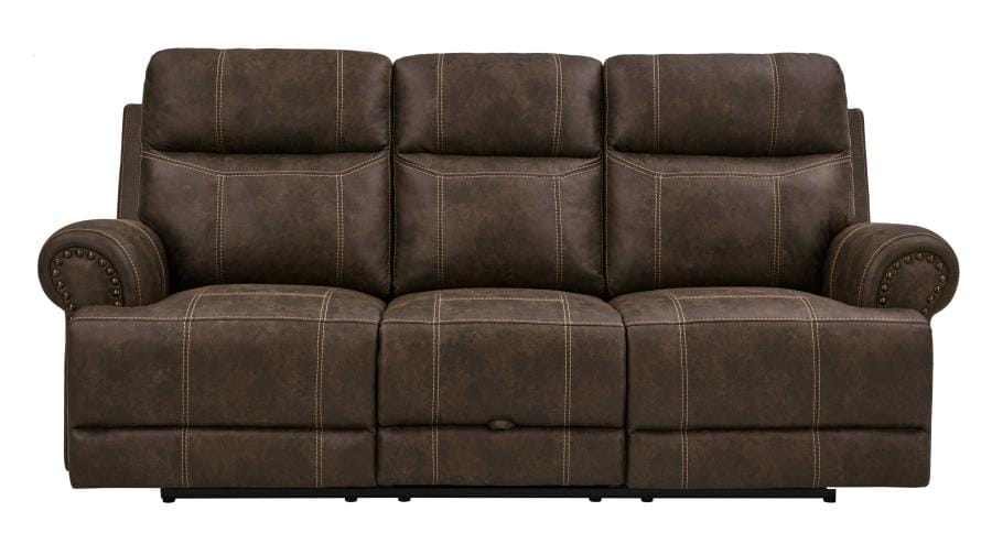 Brixton Upholstered Motion Sofa with Cup Holders Buckskin Brown