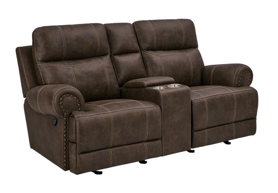 Brixton Glider Loveseat with Cup Holders Buckskin Brown