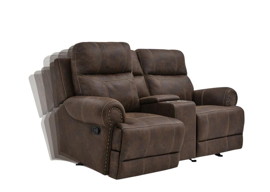 Brixton Glider Loveseat with Cup Holders Buckskin Brown