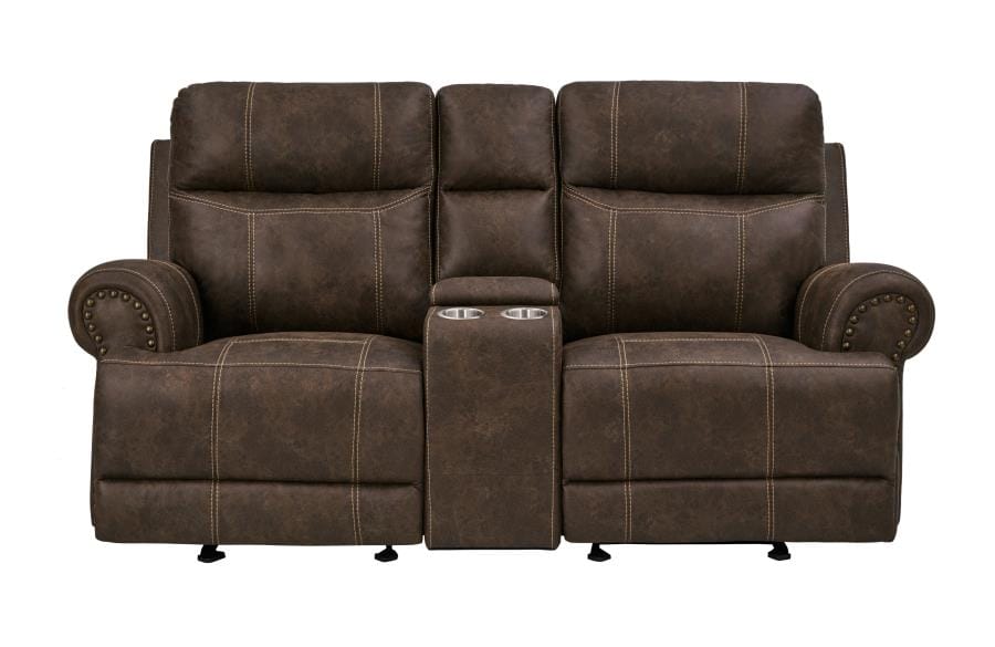 Brixton Glider Loveseat with Cup Holders Buckskin Brown