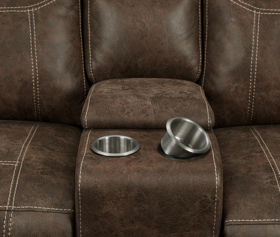 Brixton Glider Loveseat with Cup Holders Buckskin Brown